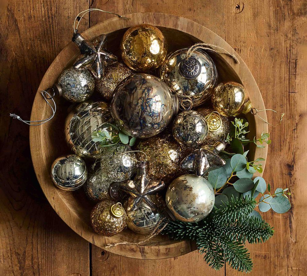 Mouth Blown Antique Gold & Brass Ball Ornaments - Set of 6 | Pottery Barn (US)