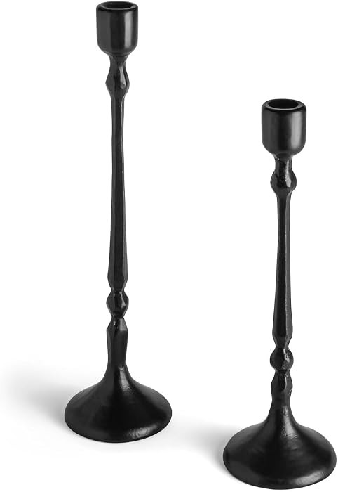 Cast Iron Candle Holder Set of 2, Modern Iron Candle Holders, Candle Sticks Holder Decor, Tall Taper Candle Holders for Candlesticks, Candle Stick Holders | Amazon (US)