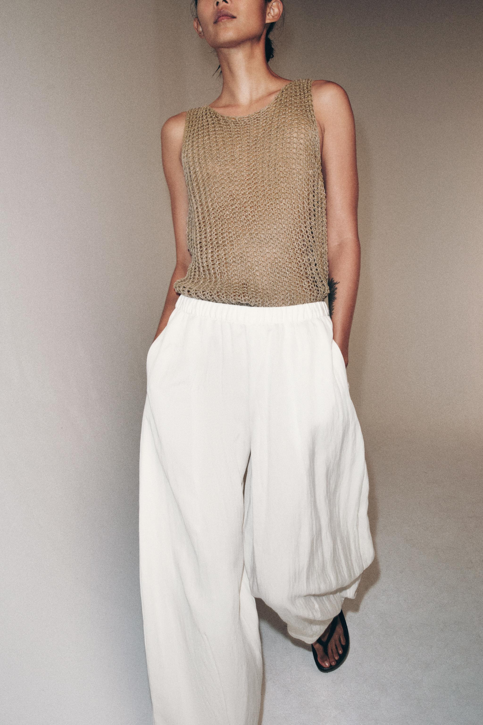 100% LINEN OPEN-KNIT TOP | Zara US