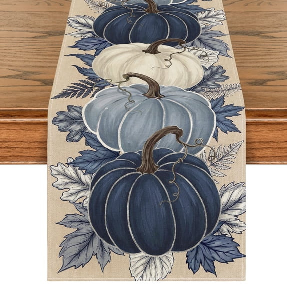 Sm:)e Blue Pumpkin Fall Table Runner 13x72 Inch, Thanksgiving Decorations for Kitchen Dinning Hom... | Walmart (US)
