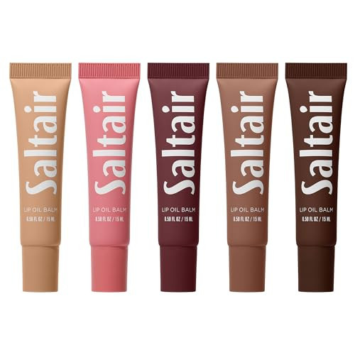 Saltair Hydrating Lip Oil Balm, Clear and Tinted Lip Gloss, Essentials Shades 5-Pack. Moisturizing Vegan Conditioning for Dry Cracked Lips with Glossy High-Shine Finish. Coconut Vanilla Flavor | Amazon (US)