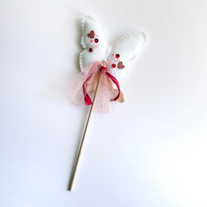 Valentines Butterfly Wand, Hand Embellished, Valentine’s Day Decor, Valentine’s Basket, Magic... | Etsy (US)