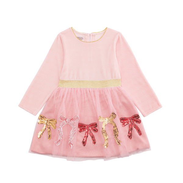 Velour Sequin Bow Tutu Toddler Dress | Mud Pie