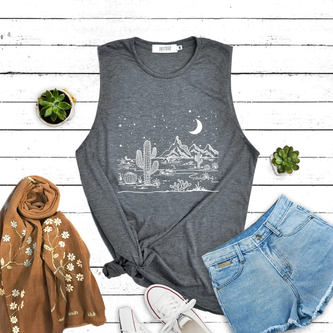 Camisa de noche estrellada del desierto camisa del desierto camisa del suroeste Camiseta muscular... | Etsy (ES)