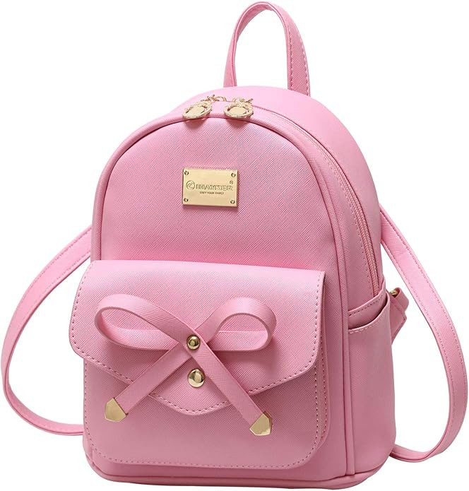 Girls Bowknot Cute Leather Backpack Mini Backpack Purse for Women | Amazon (US)