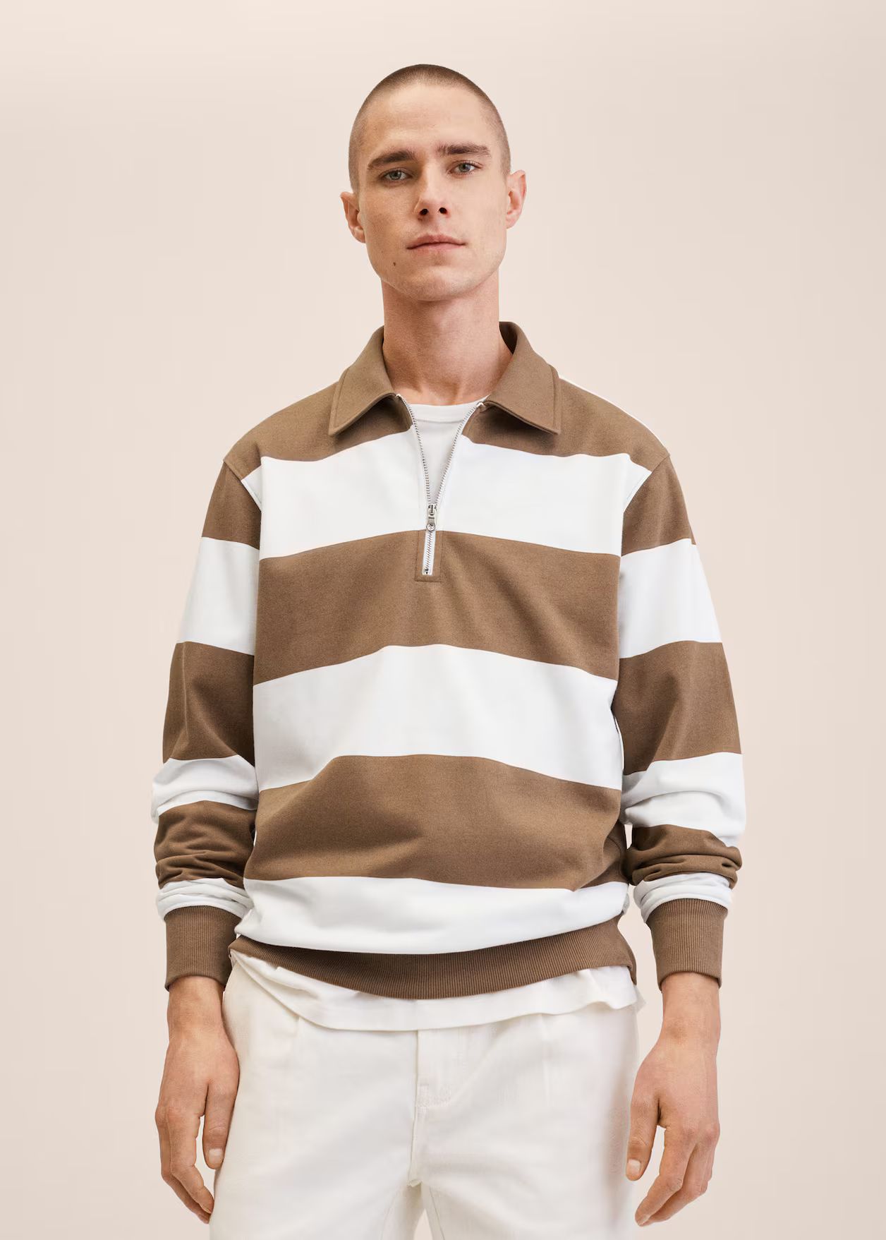 Striped polo sweatshirt | MANGO (US)