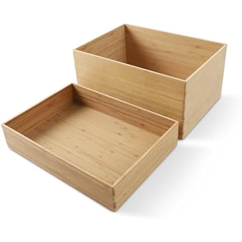 BAMOTTO Lidded Bamboo Storage Bins & Box/Cube/Basket, Home Kitchen and Office Storage Boxes with ... | Amazon (US)