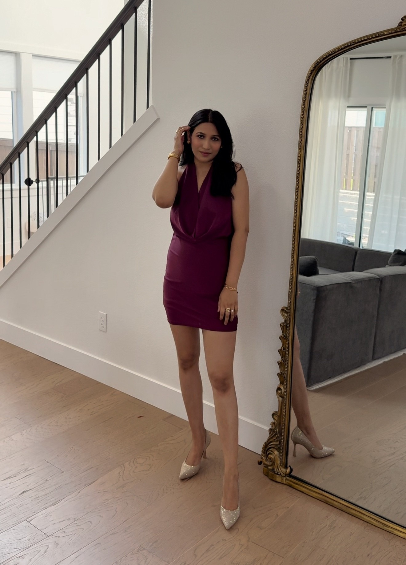 Halter dress in burgundy 
Discount code Q2thatsmyside 

#LTKPetite #LTKFindsUnder50 #LTKParties