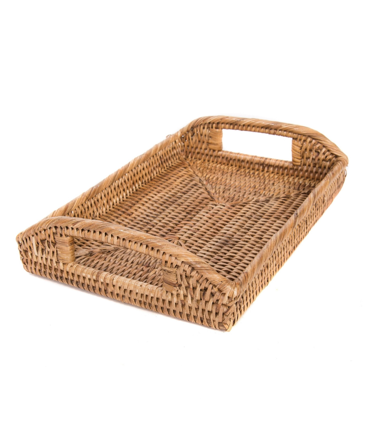 Artifacts Rattan Rectangular Vanity Tray With High Handles - Honey brown | Macy's