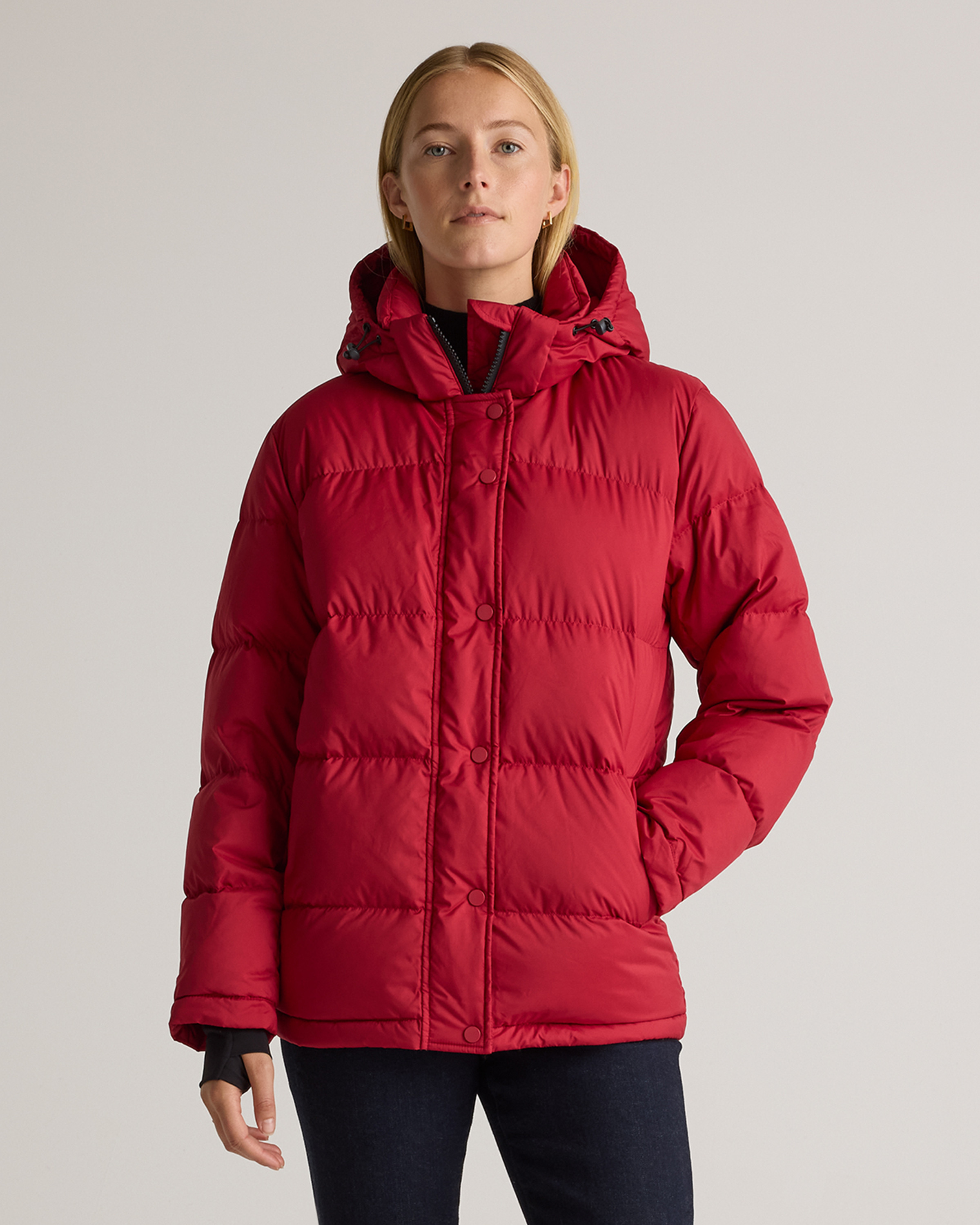 Quince | Women's Responsible Down Puffer Jacket in Cherry Red, Size Medium, Recycled Polyester | Quince
