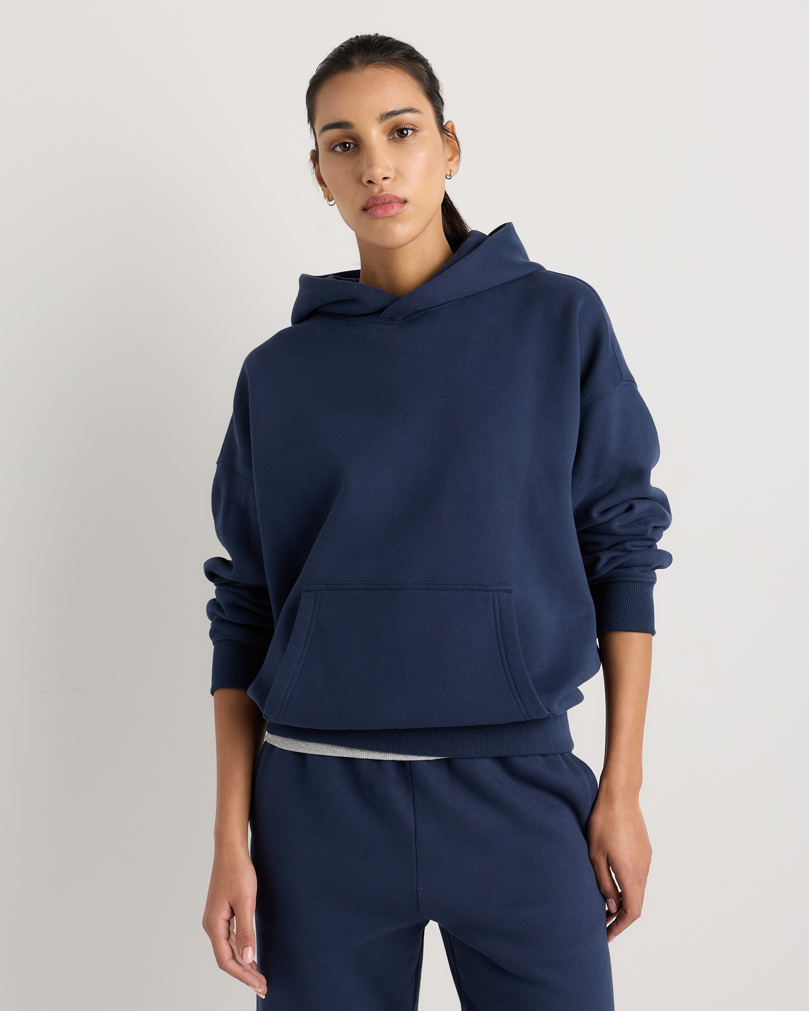 Quince | Women's Everyday Fleece Hoodie in Washed Deep Navy, Size XS, Organic Cotton | Quince