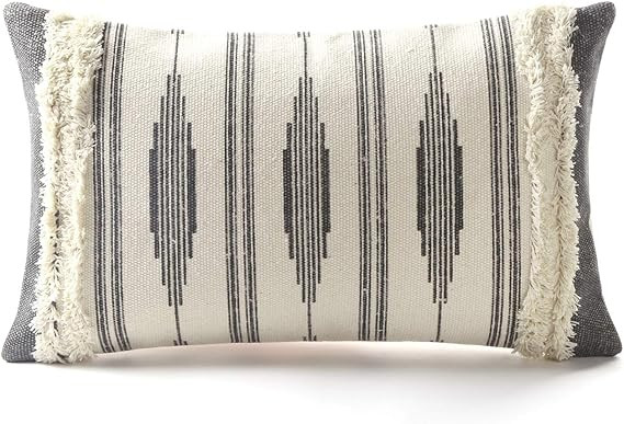 Ailsan Boho Decorative Pillow Covers 12X20 inch Grey Nordic Printed Woven Tufted Couch Pillow Cov... | Amazon (US)