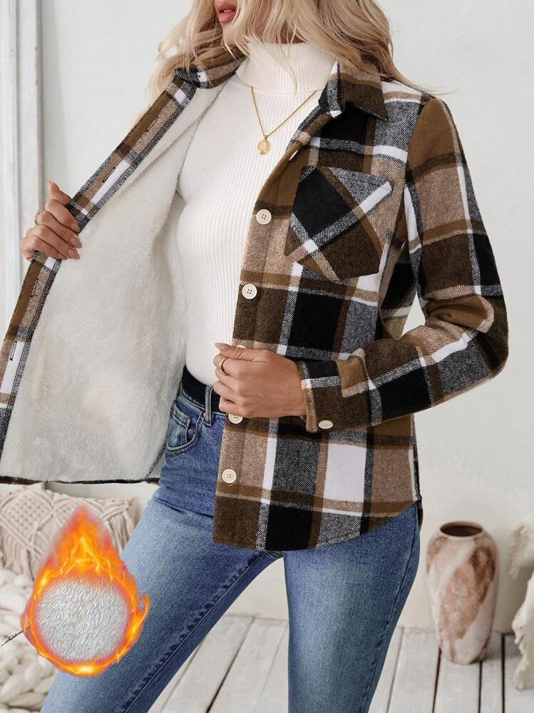 Plaid Long Sleeve Casual Jacket | SHEIN