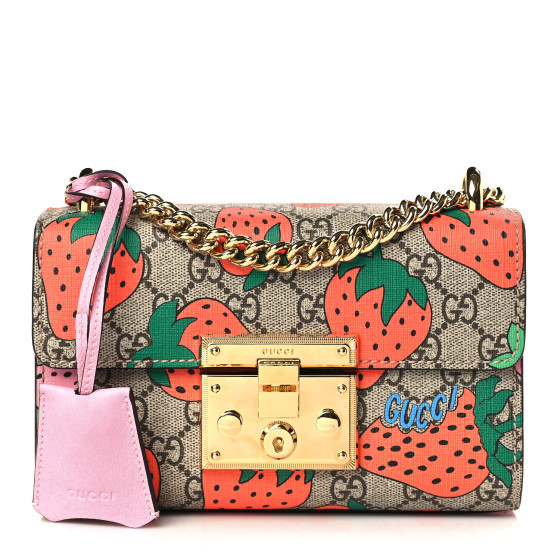 GG Supreme Monogram Strawberry Small Padlock Shoulder Bag | FASHIONPHILE (US)