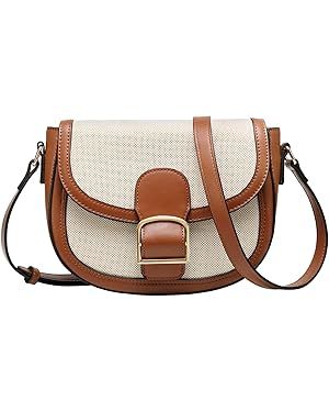 Kasqo Crossbody Bag for Women,Vegan Leather Fashion Small Shoulder Bag Ladies Handbag Saddle Purs... | Amazon (US)