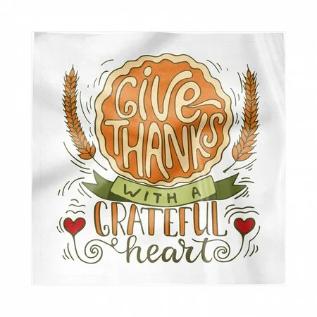 Thanksgiving Napkins Set of 4, Give Thanks with a Grateful Heart Message with Wheat and Swirled Hear | Walmart (US)