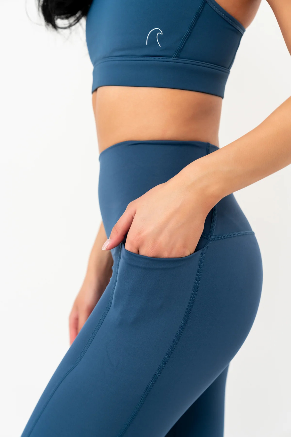 Agility High Waisted Athletic Leggings | Deep Blue | Coral Reef Swim