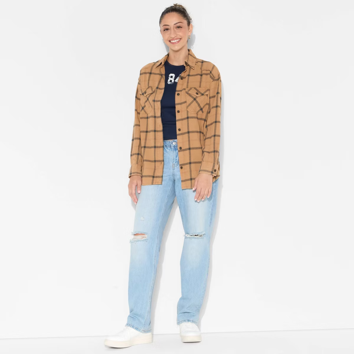 Women's Oversized Long Sleeve Collared Flannel Shirt - Wild Fable™ | Target