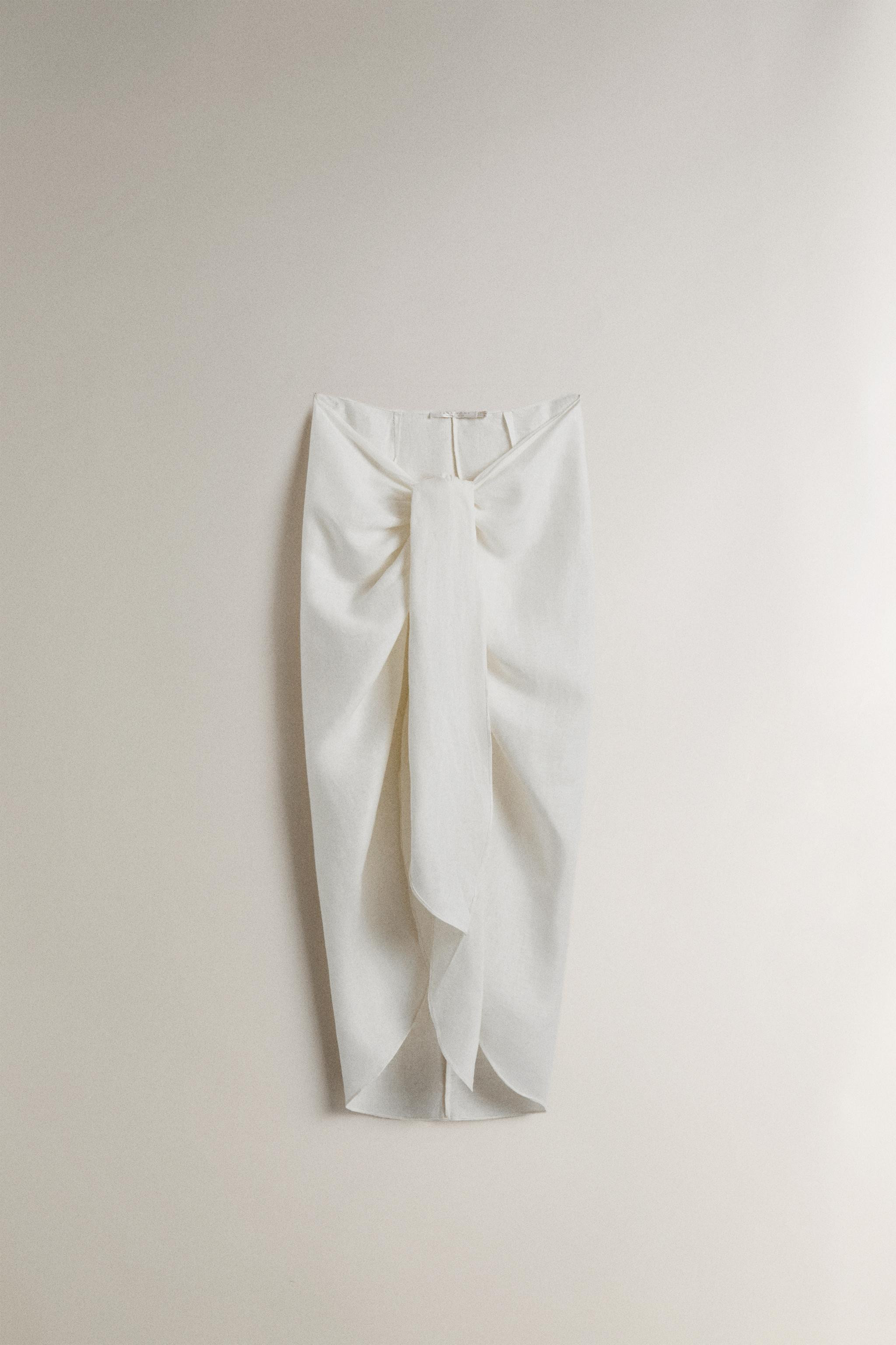 LONG LINEN BEACH SARONG WITH KNOT | Zara US