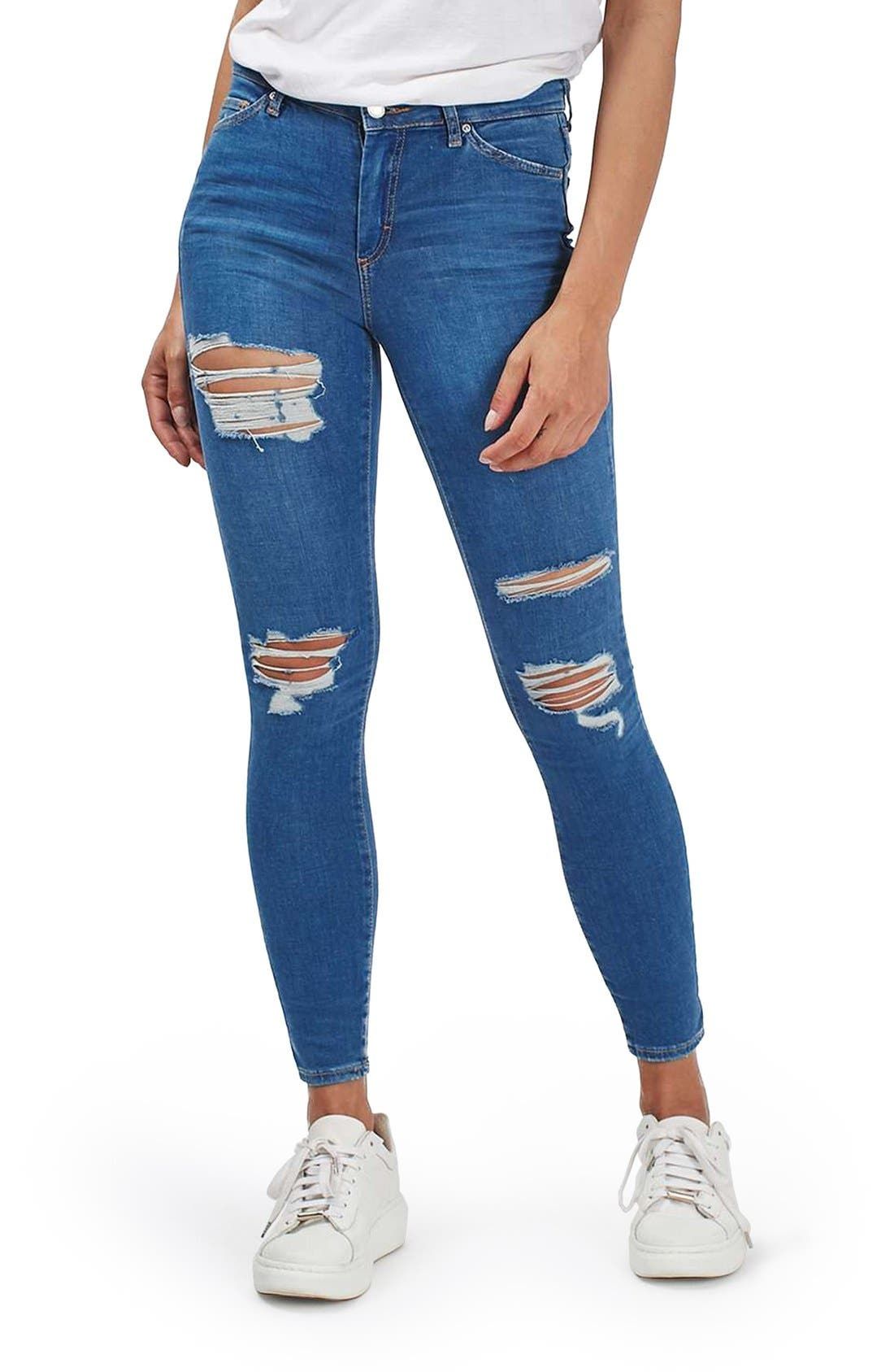 Moto Leigh Super Ripped Ankle Skinny Jeans | Nordstrom