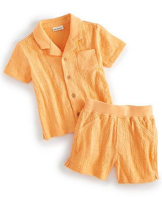 Baby Boys Gauze Button-Down Camp Shirt & Shorts, 2 Piece Set, Created for Macy's | Macy's Canada