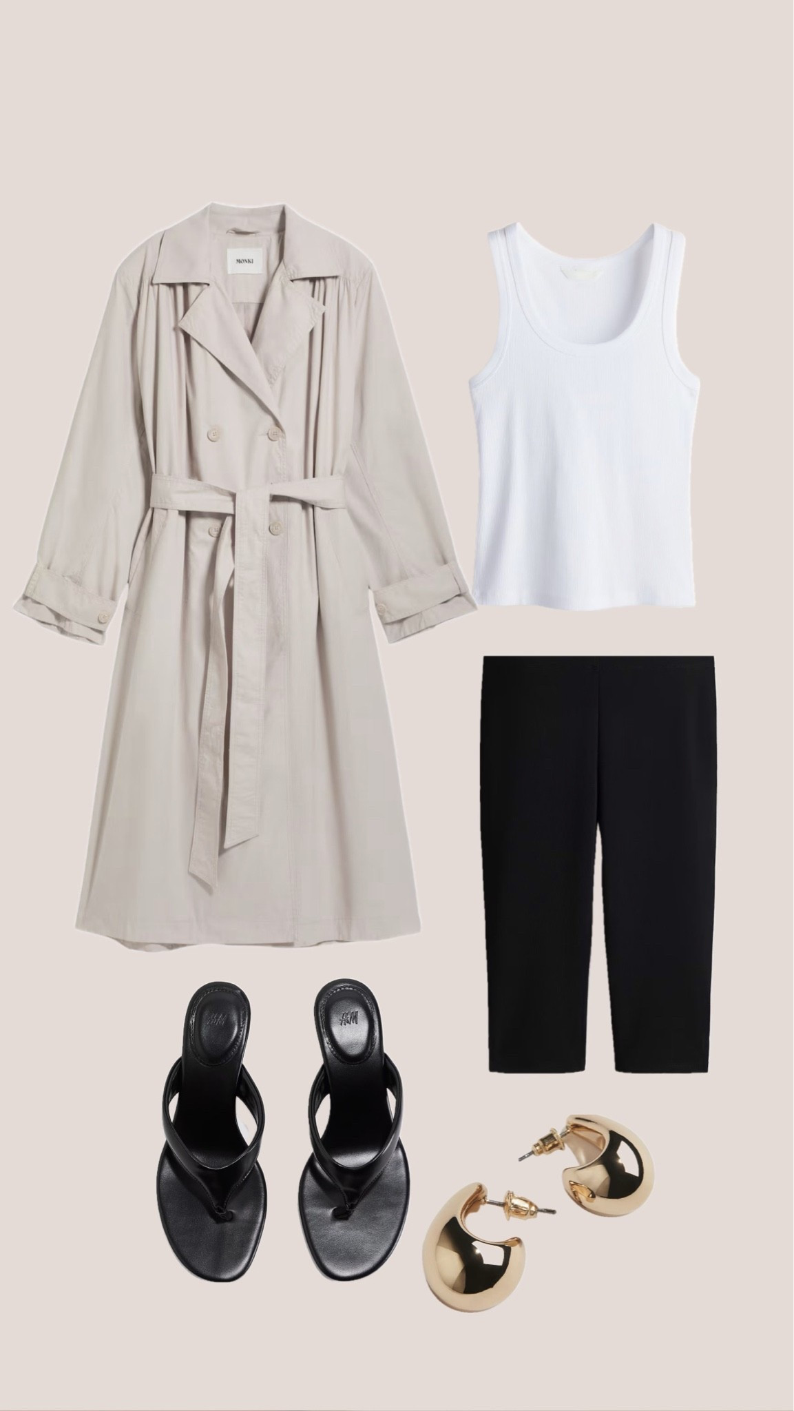 End of summer outfit inspiration featuring a beige trench coat, white tank top, black leggings and black sandals. A chic and effortless city look for late summer and early fall. Perfect for a minimalist capsule wardrobe and everyday outfit inspiration.

#LTKFashionMonth #LTKsummer