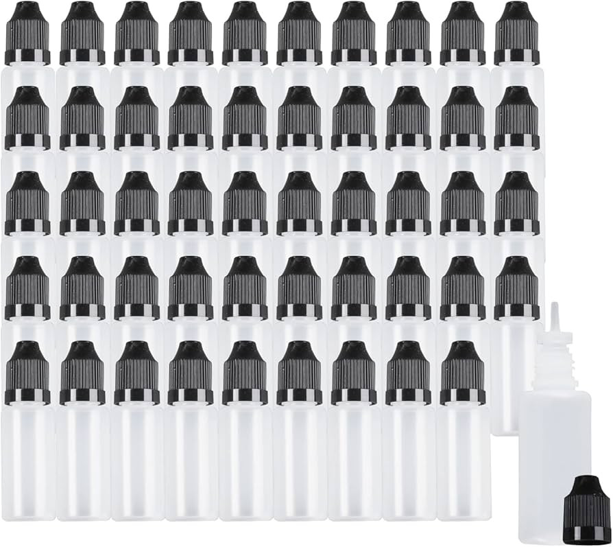 Eau 15ml LDPE Plastic Thin Tip Dropper Bottles, Small Empty Squeeze Dropper Bottles (50PCS, Black... | Amazon (US)