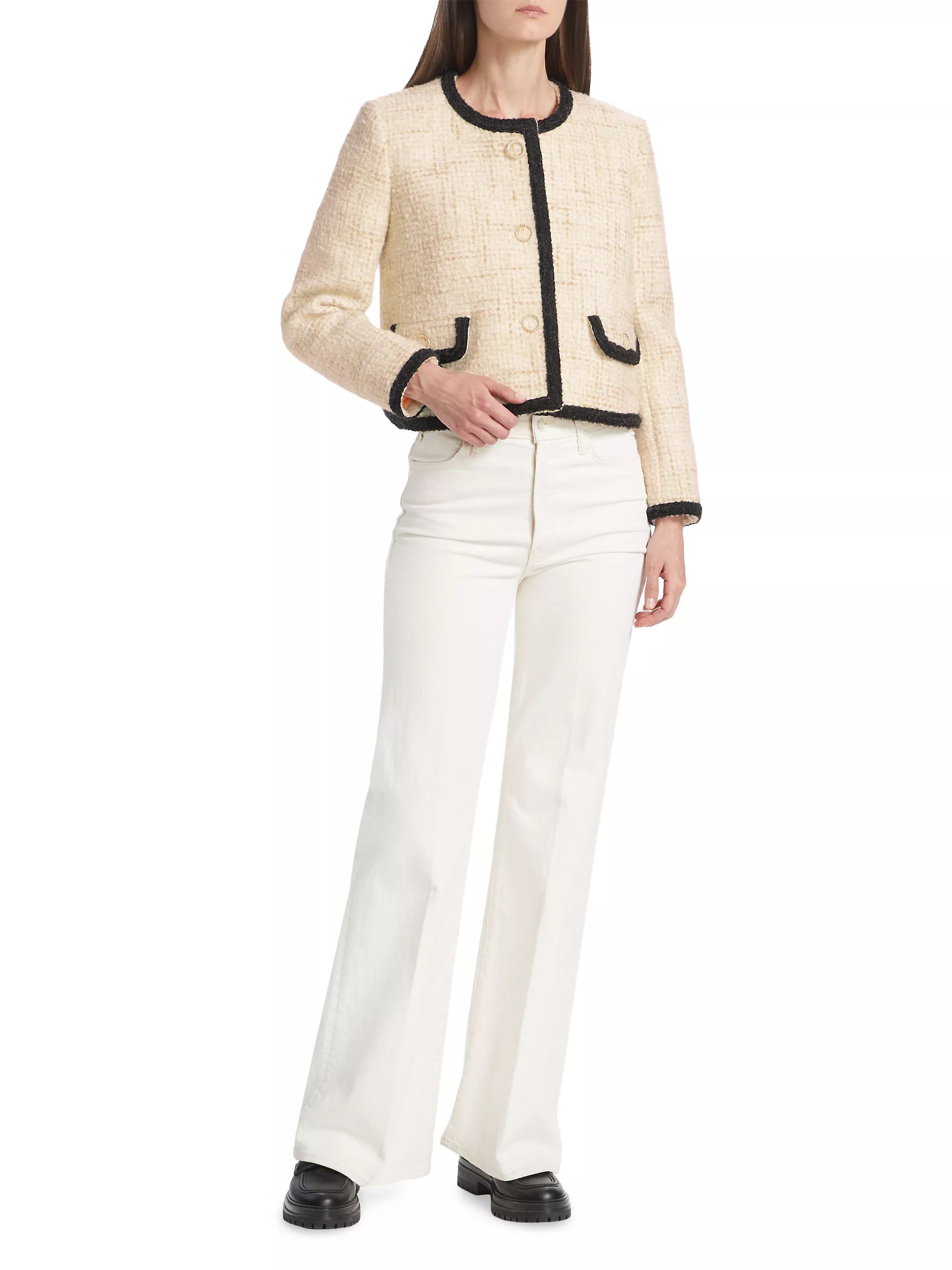 Fedji Cotton-Blend Tweed Crop Jacket | Saks Fifth Avenue