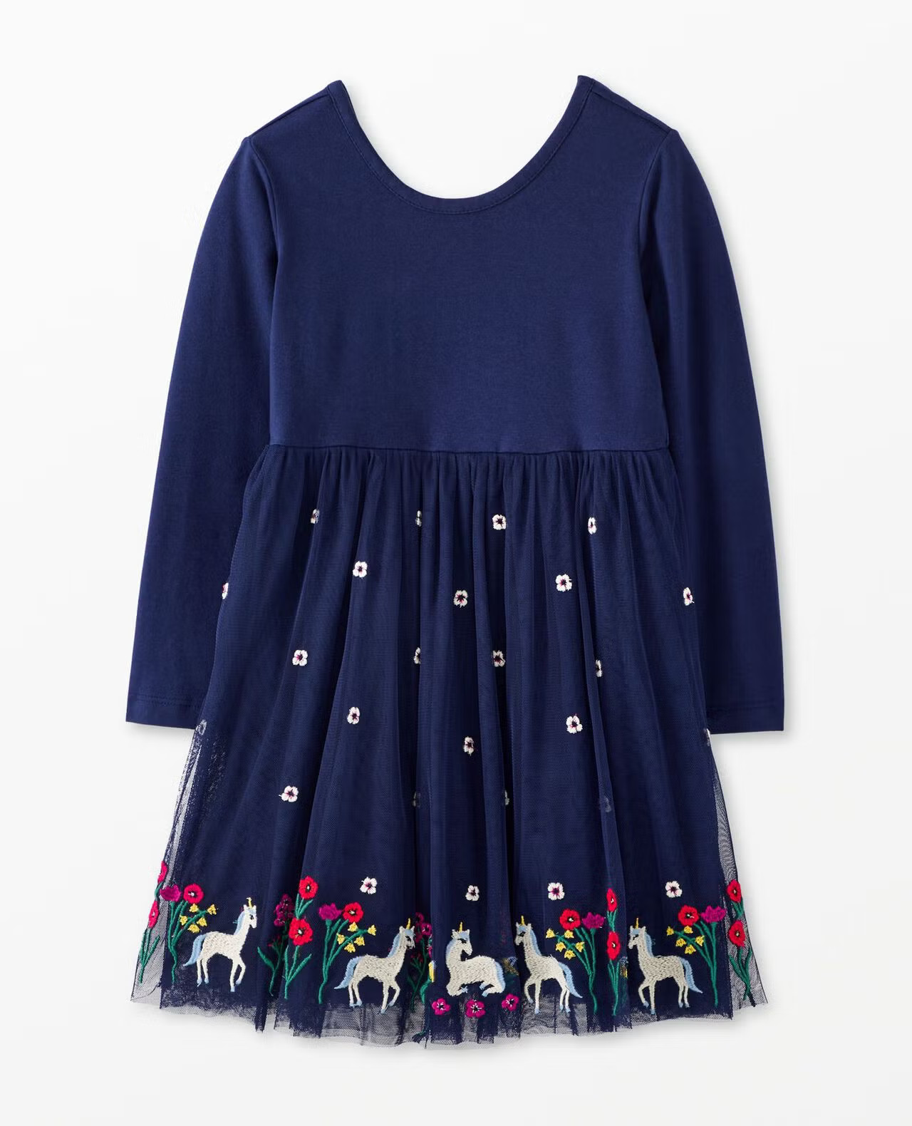 Long Sleeve Tulle Embroidered Skater Dress | Hanna Andersson