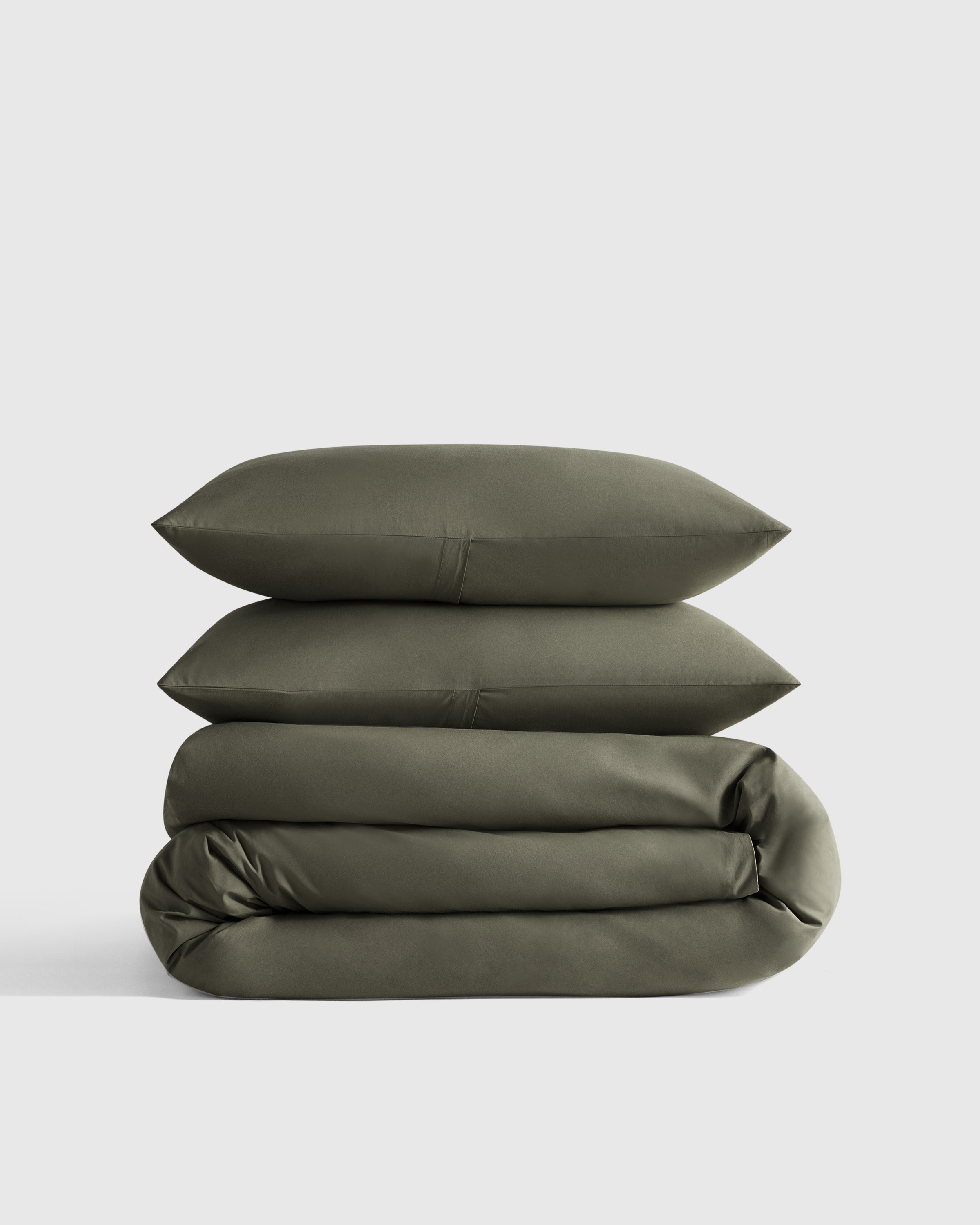 Quince | Classic Organic Percale Duvet Cover Set in Dusty Olive, Size Twin, Percale Cotton | Quince