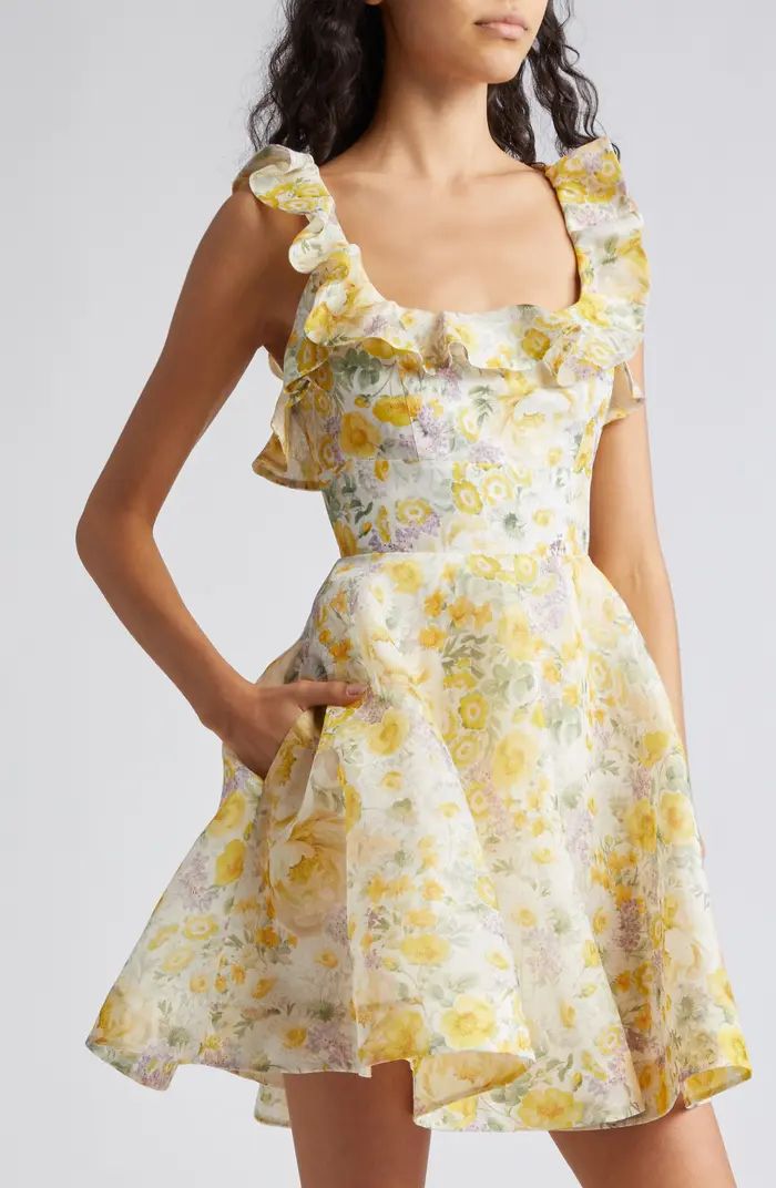 Zimmermann Harmony Floral Cutout Linen & Silk Minidress | Nordstrom | Nordstrom