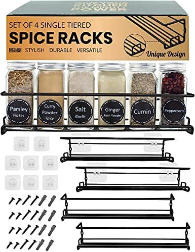Spice Racks Organizer for Cabinet Door Mount, Wall Mounted: Unique Design to Secure Jars - Set of... | Amazon (US)