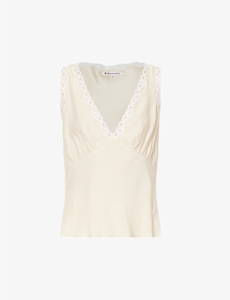 Valentina V-neck silk top | Selfridges