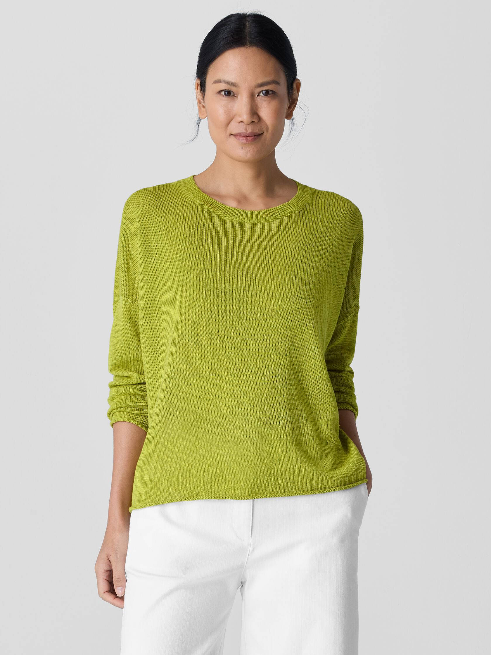 Organic Linen Cotton Cord Crew Neck Top | Eileen Fisher