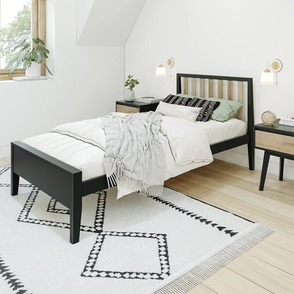 Max & Lily Twin Bed, Scandinavian Modern Bed for Kids, Solid Wood Twin Bed Frame with Slatted Hea... | Amazon (US)
