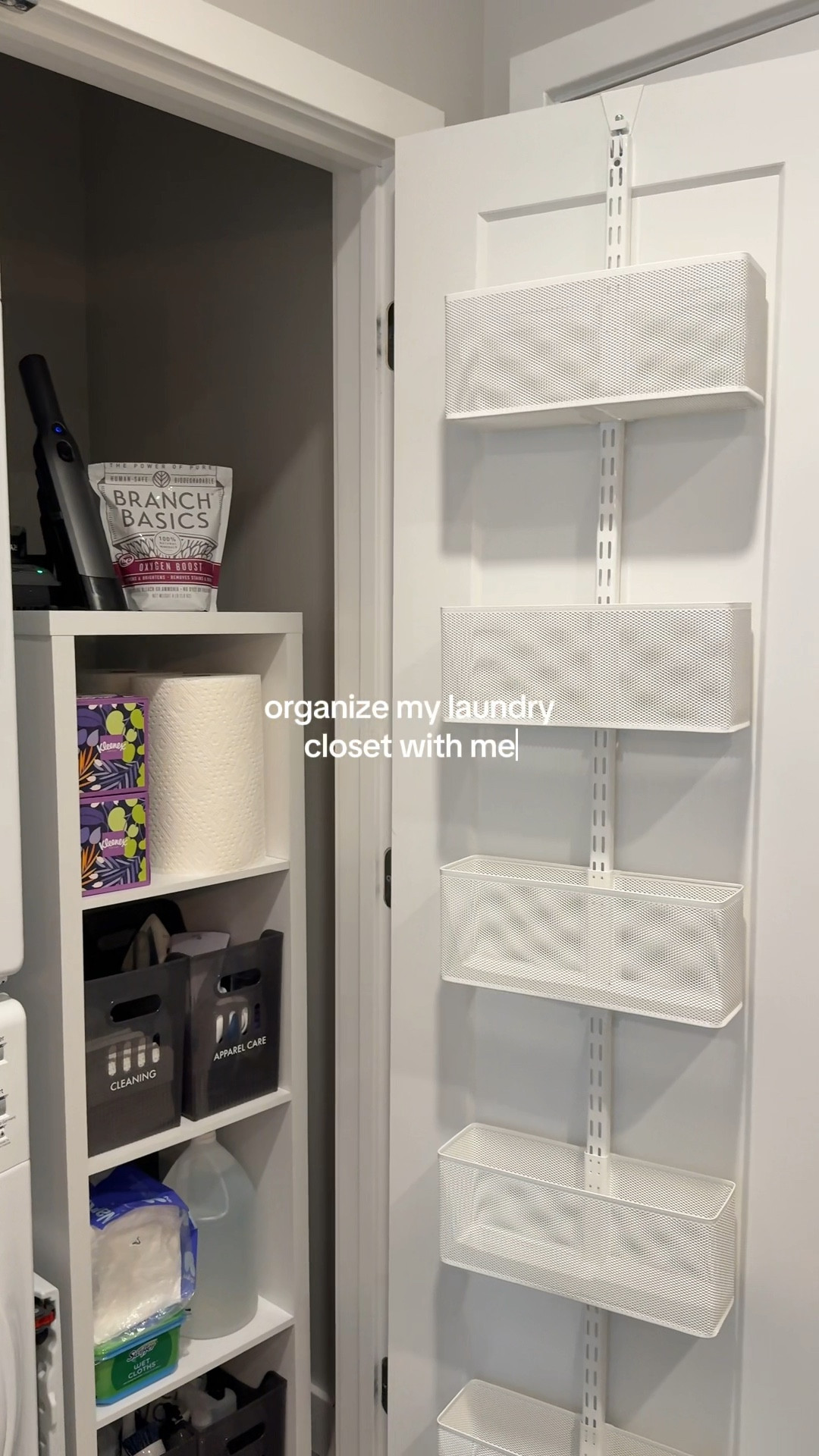 Laundry organization / closet organization / organizing ideas / Elfa over the door rack / Target finds / Command hooks 

#LTKHome