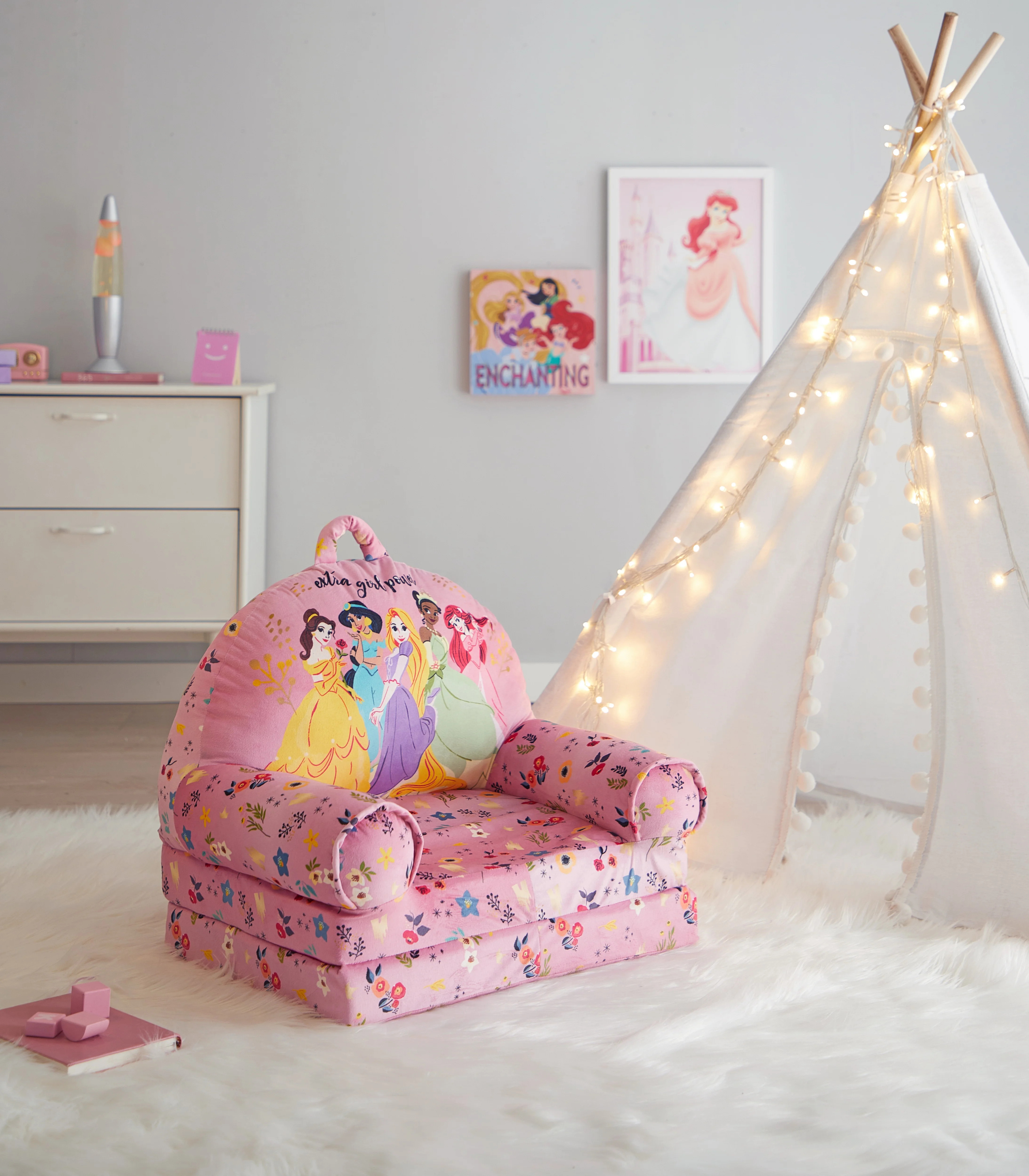 Disney Princess 2-in-1 Flip Out Chair Pink for Kids - Walmart.com | Walmart (US)