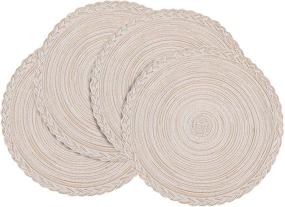 homing Round Placemats Set of 4 for Dining Table – Woven Heat Resistant Anti-Slid Cotton Kitche... | Amazon (US)