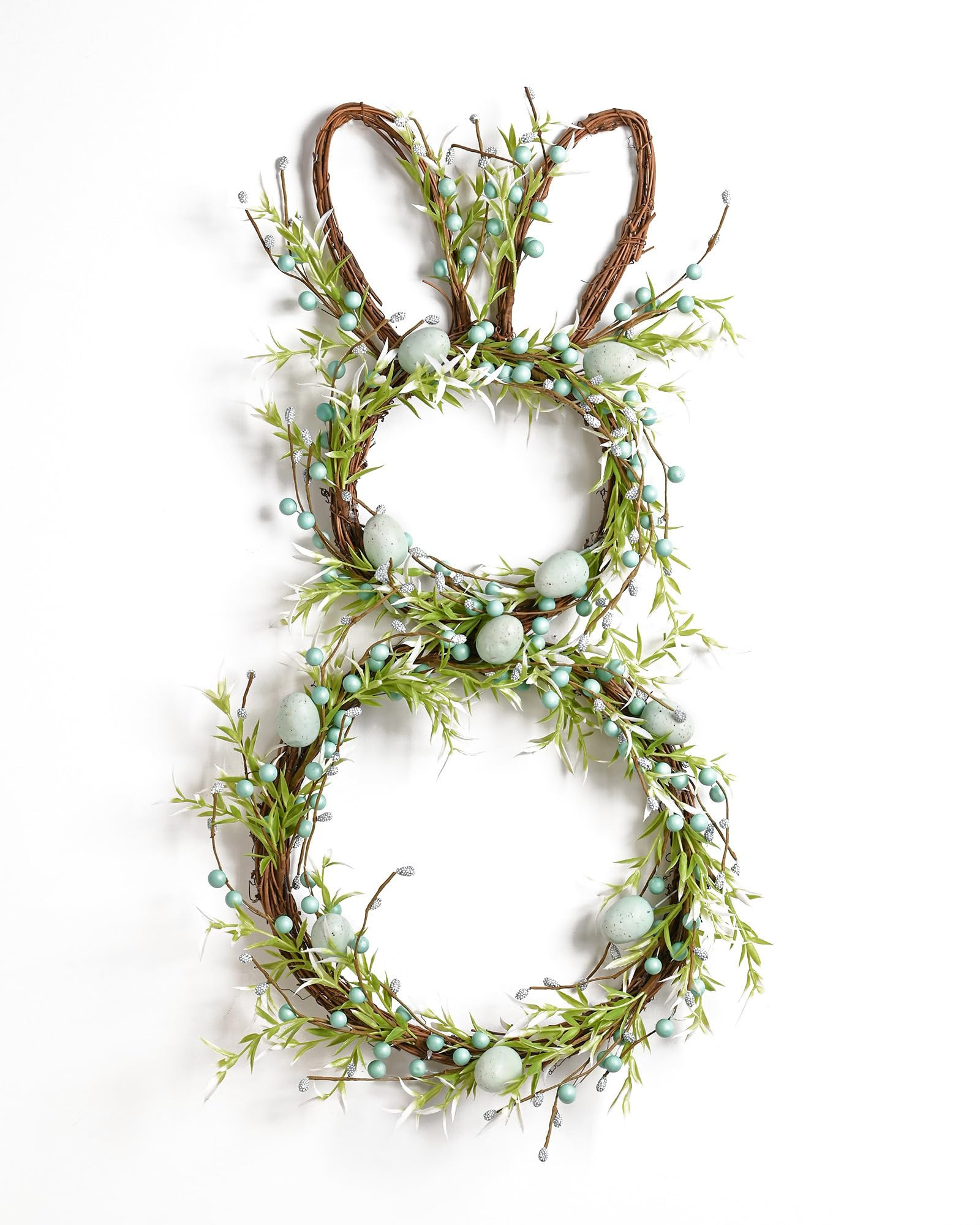 DN DECONATION Easter Bunny Spring Wreath with Egg, Twig and Berries Green Rabbit Easter Wreath fo... | Amazon (US)