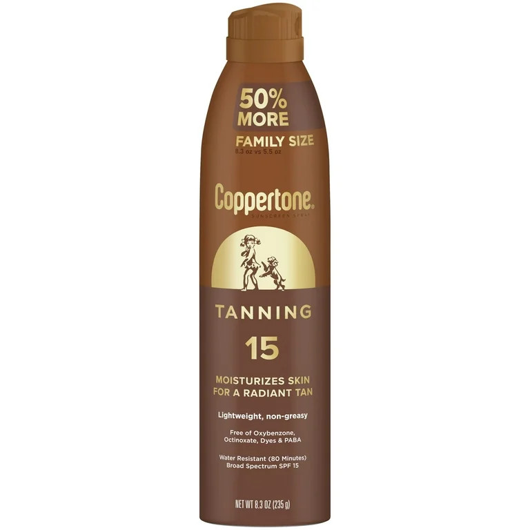 Coppertone Tanning Sunscreen Spray, SPF 15 Sunscreen, 8.3 oz | Walmart (US)