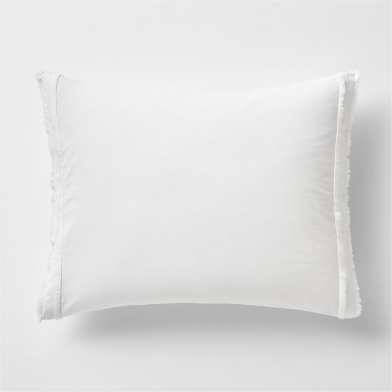Favorite Washed Organic Cotton White Eyelash Standard Bed Pillow Sham + Reviews | Crate & Barrel | Crate & Barrel