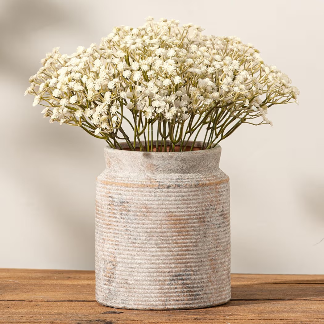 Ceramic Flower Vase 7.5 inch Farmhouse Rustic Vase for Home Decor Handcrafted Pottery Terracotta ... | Amazon (US)