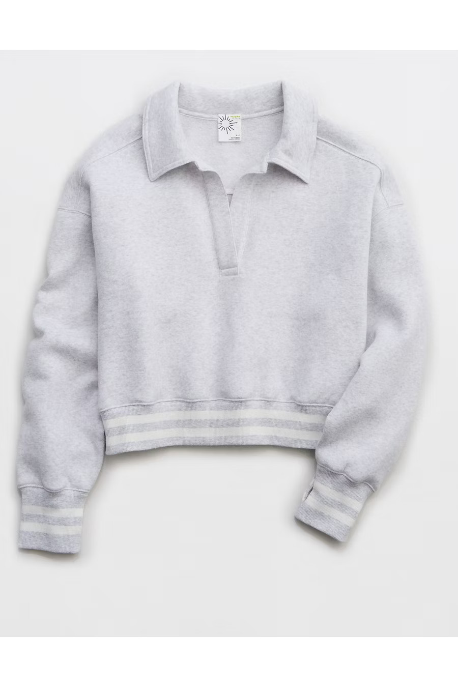 OFFLINE By Aerie Cloud Fleece Polo Sweatshirt Women's Light Heather Gray XXS | Aerie