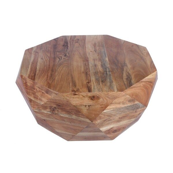 Diamond Shape Acacia Wood Coffee Table with Smooth Top, Natural Brown | Bed Bath & Beyond