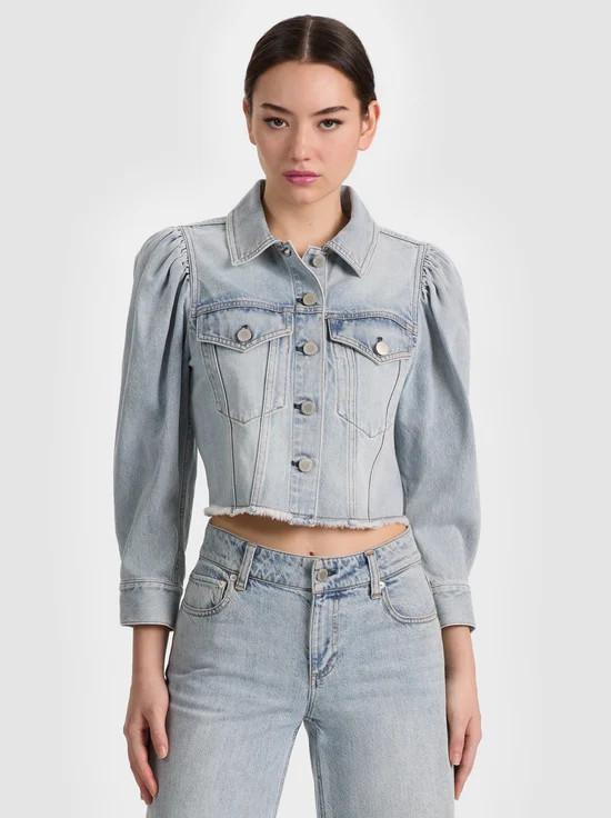 LANA DENIM JACKET - ROCKSTAR BLUE | Alice + Olivia