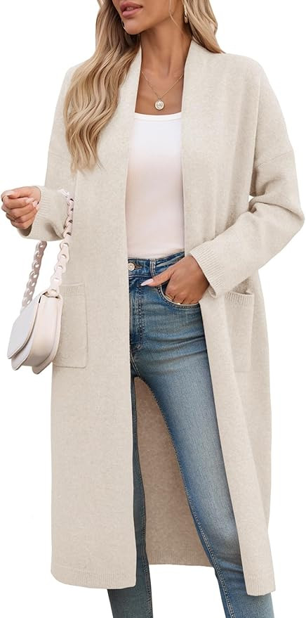 Saodimallsu Womens Extra Long Cardigan Sweaters Oversized Chunky Knit Open Front Long Sleeve Casu... | Amazon (US)