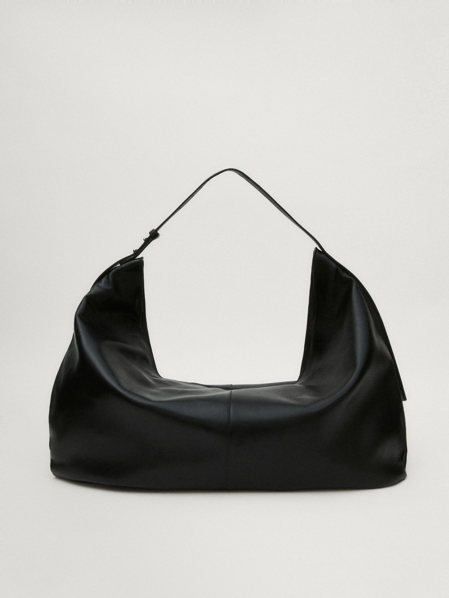 Maxi nappa leather half-moon bag | Massimo Dutti US