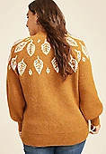 Plus Size Fair Isle Leaf Mock Neck Sweater | Maurices