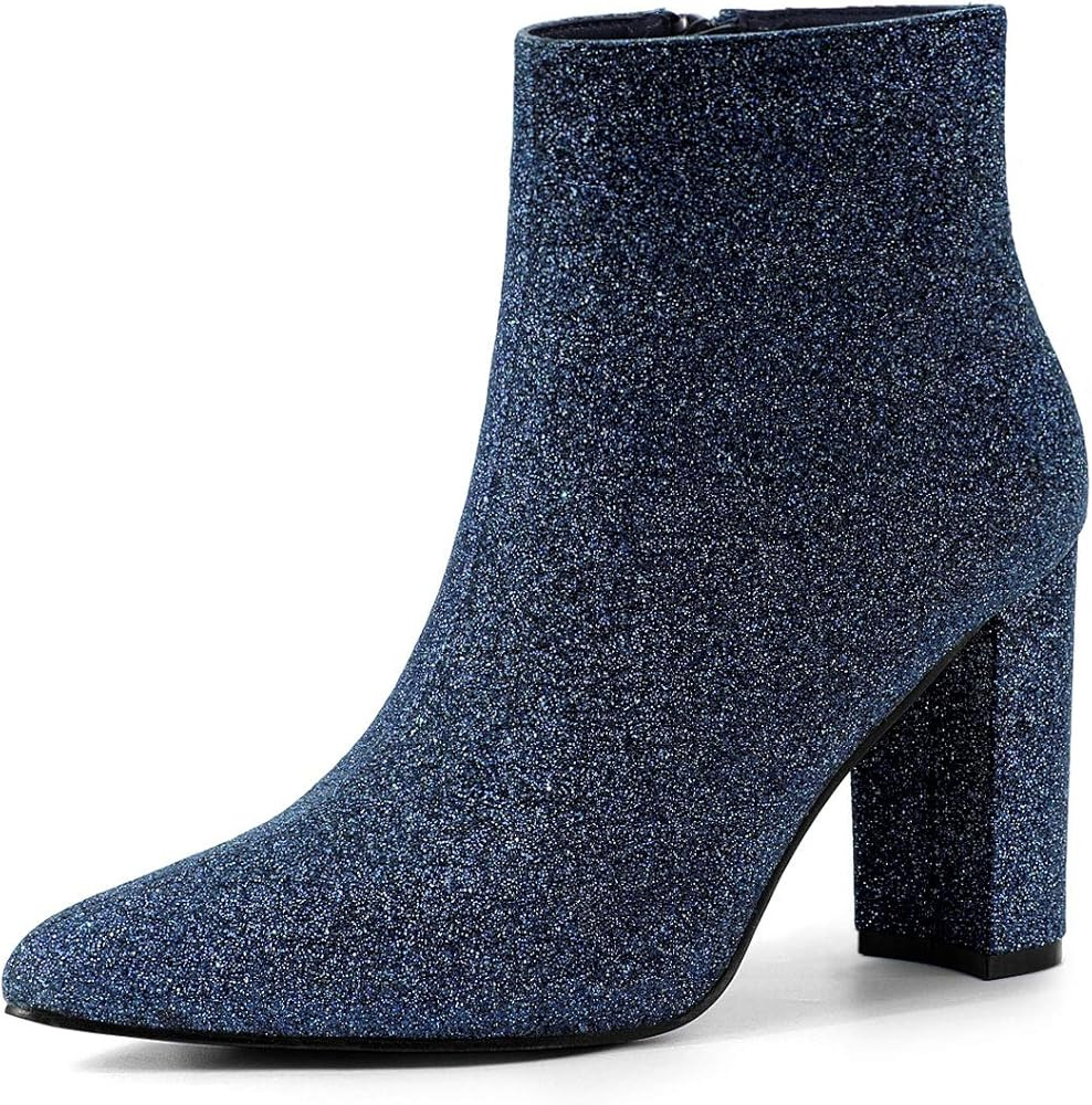 Allegra K Women's Glitter Ankle Booties | Amazon (US)