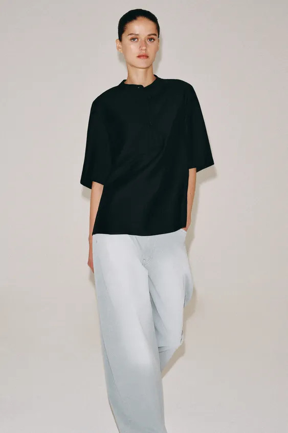 ZW COLLECTION FLOWING SHORT SLEEVE BLOUSE | Zara UK